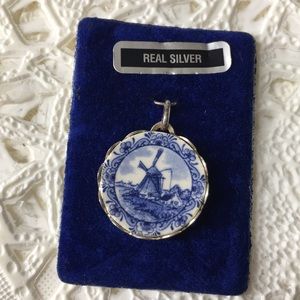 🖤Delft silver pendant